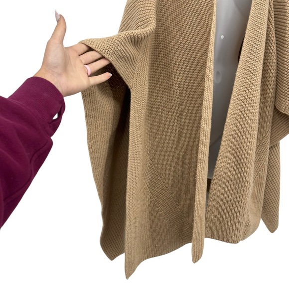 ALLSAINTS Tan Camel Traveling Cardigan Rib Ruana Sweater Thick Knit One Size - Picture 5 of 8